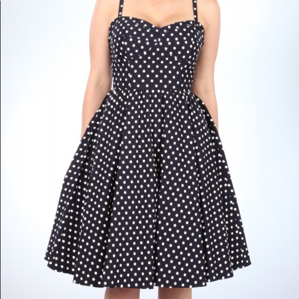 Stop Staring! Polka Dot Navy Dress Size M